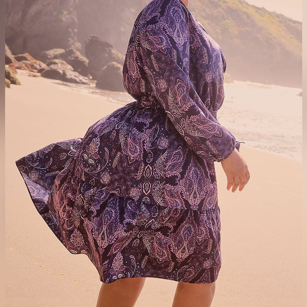 Lane Bryant Faux-Wrap Short Dress, Multi Paisley